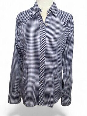 Wrangler Navy and White Gingham Button-Down Shirt
